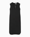 Triacetate Polyester Plunged Sleeveless Dress - black