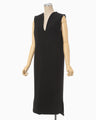 Triacetate Polyester Plunged Sleeveless Dress - black