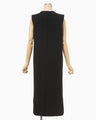 Triacetate Polyester Plunged Sleeveless Dress - black