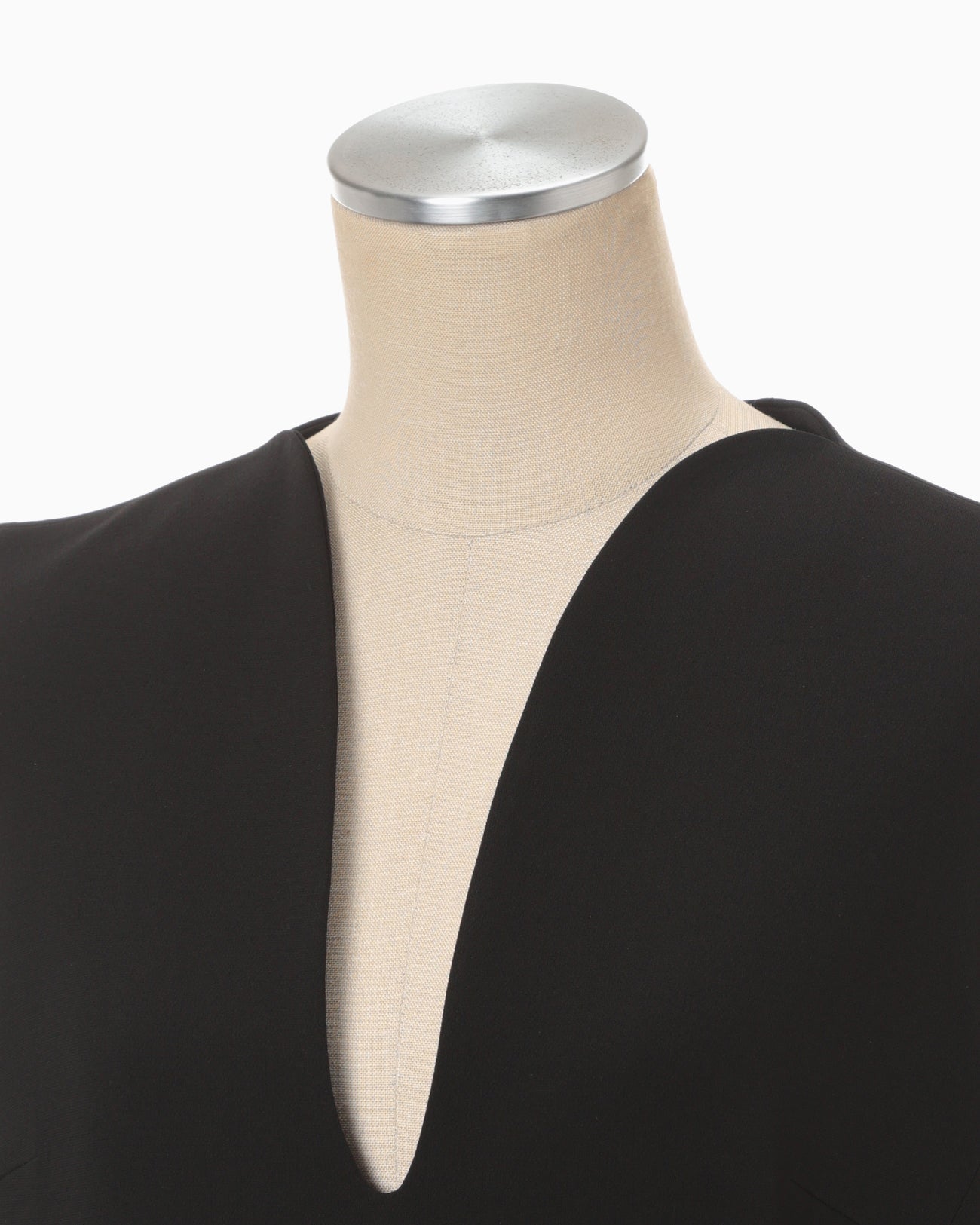 Triacetate Polyester Plunged Sleeveless Dress - black