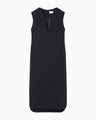 Triacetate Polyester Plunged Sleeveless Dress - navy