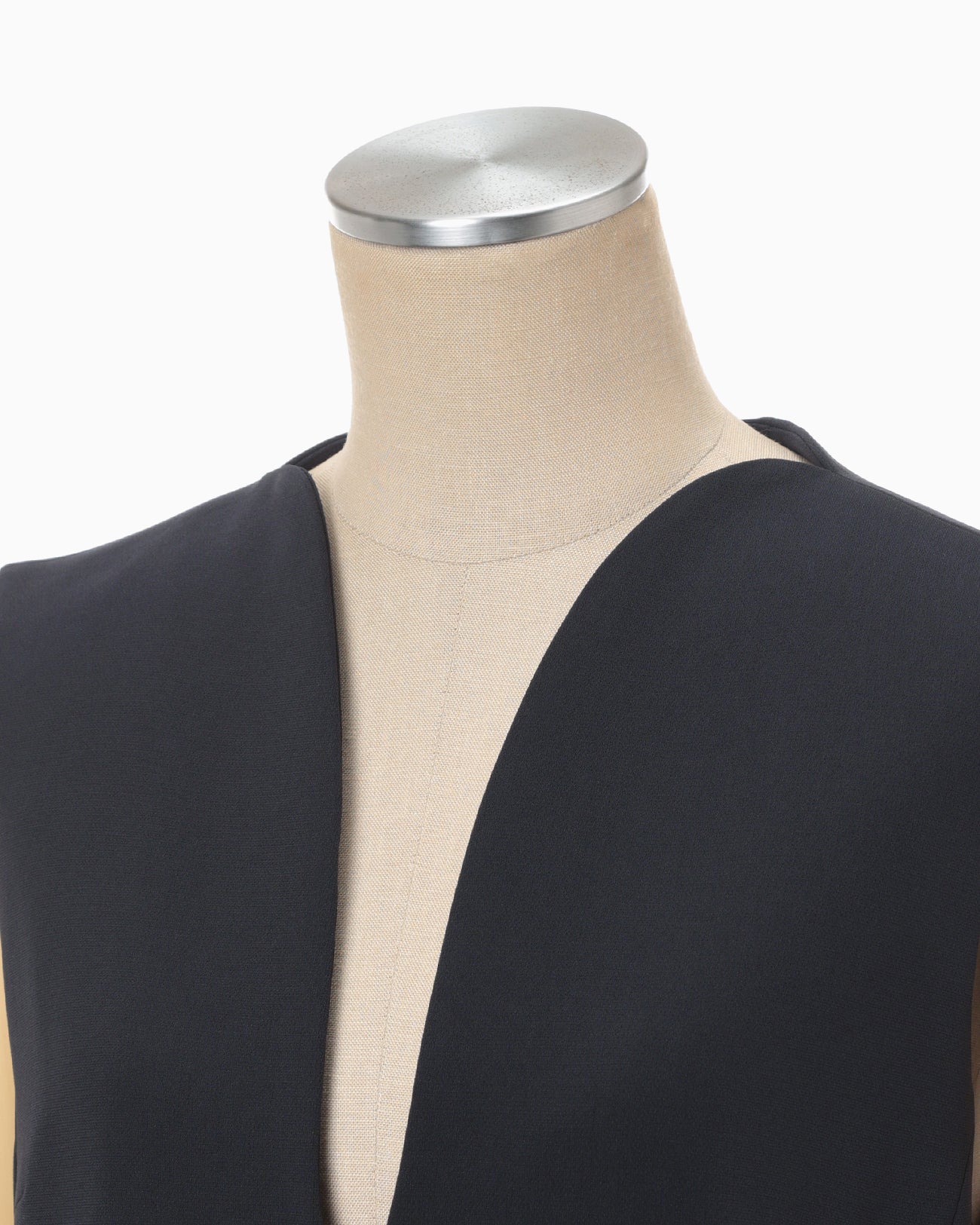 Triacetate Polyester Plunged Sleeveless Dress - navy