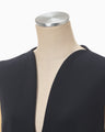 Triacetate Polyester Plunged Sleeveless Dress - navy