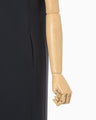 Triacetate Polyester Plunged Sleeveless Dress - navy