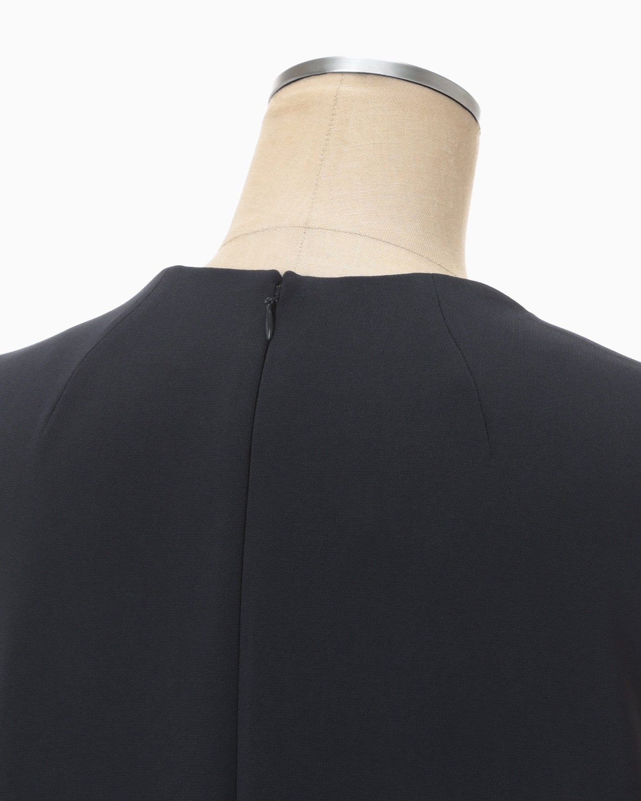 Triacetate Polyester Plunged Sleeveless Dress - navy