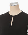 Floral Lace-Sleeve Classic Dress - black