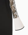 Floral Lace-Sleeve Classic Dress - black
