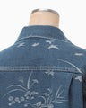 Nature Pattern Jacquard Short Denim Jacket - blue