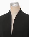 Acetate Polyester Collarless Double Breasted Suit Jacket - black