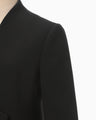 Acetate Polyester Collarless Double Breasted Suit Jacket - black