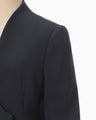 Acetate Polyester Collarless Double Breasted Suit Jacket - navy