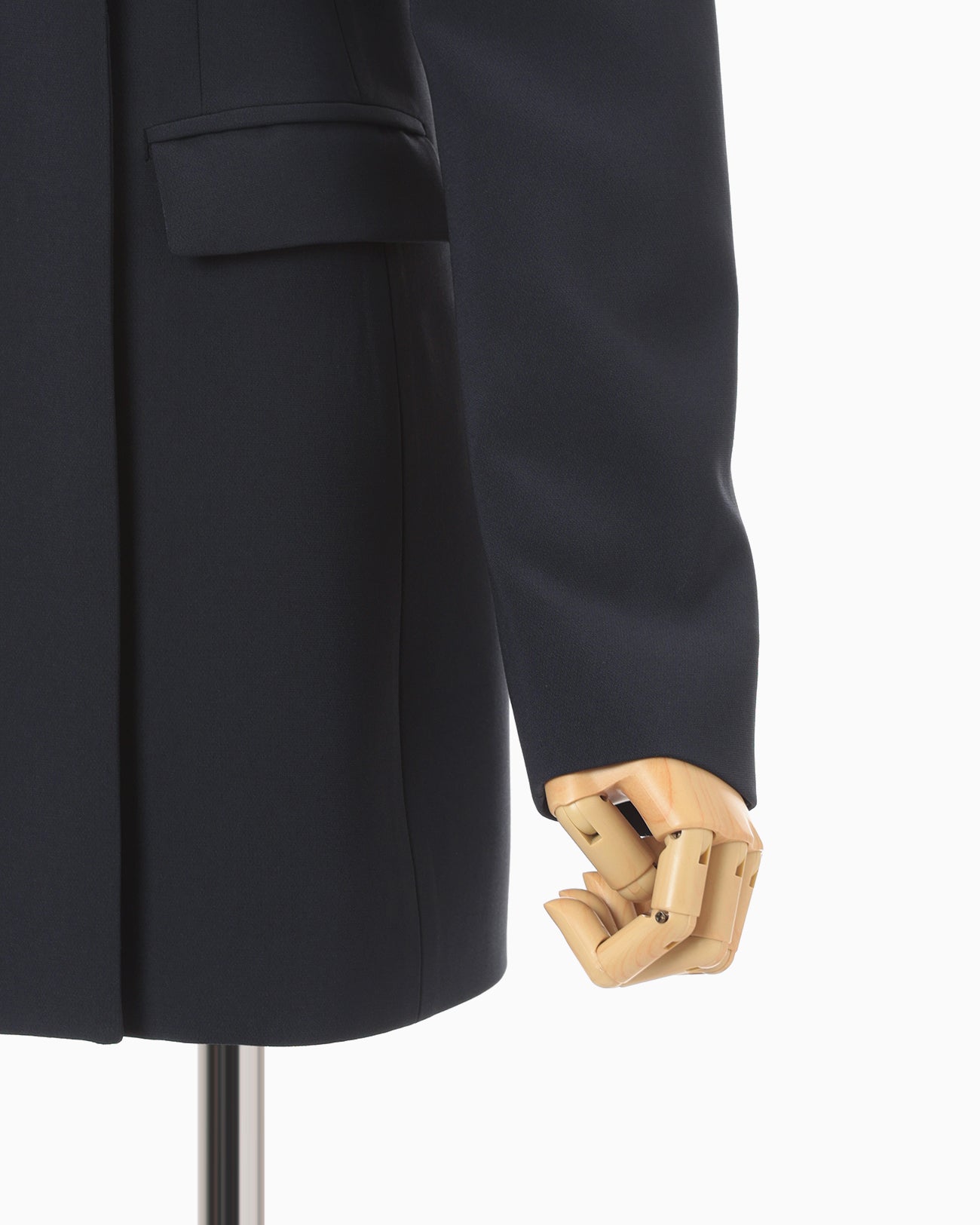 Acetate Polyester Collarless Double Breasted Suit Jacket - navy