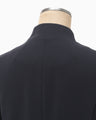 Acetate Polyester Collarless Double Breasted Suit Jacket - navy