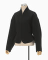 Acetate Polyester Collarless Short Jacket - black
