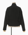 Acetate Polyester Collarless Short Jacket - black