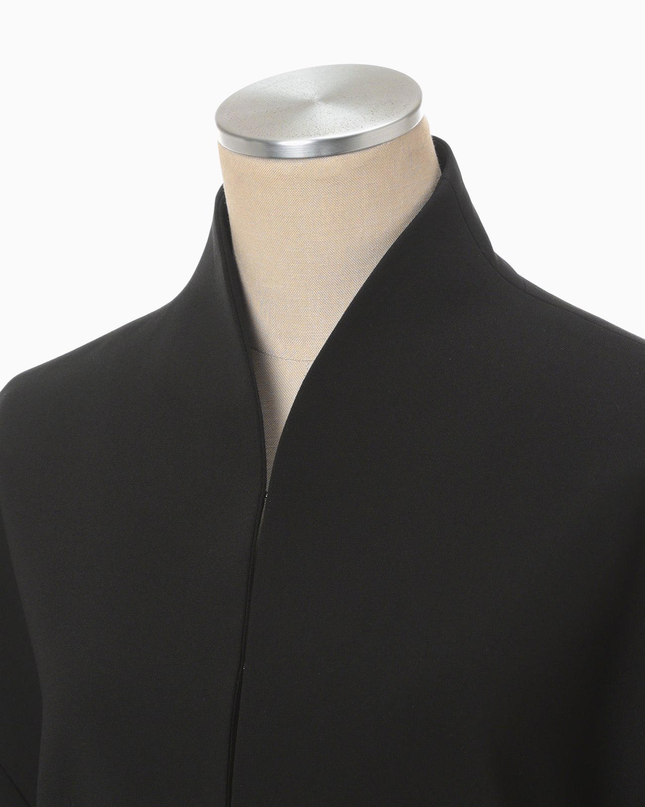 Acetate Polyester Collarless Short Jacket - black