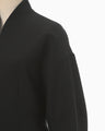 Acetate Polyester Collarless Short Jacket - black
