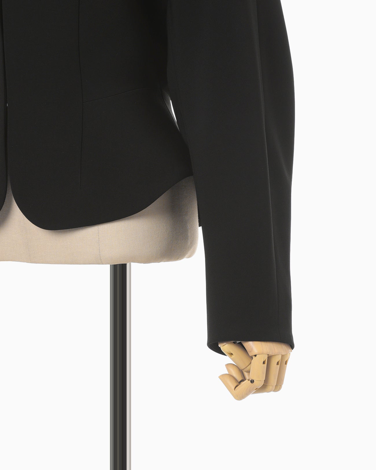 Acetate Polyester Collarless Short Jacket - black