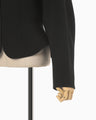 Acetate Polyester Collarless Short Jacket - black