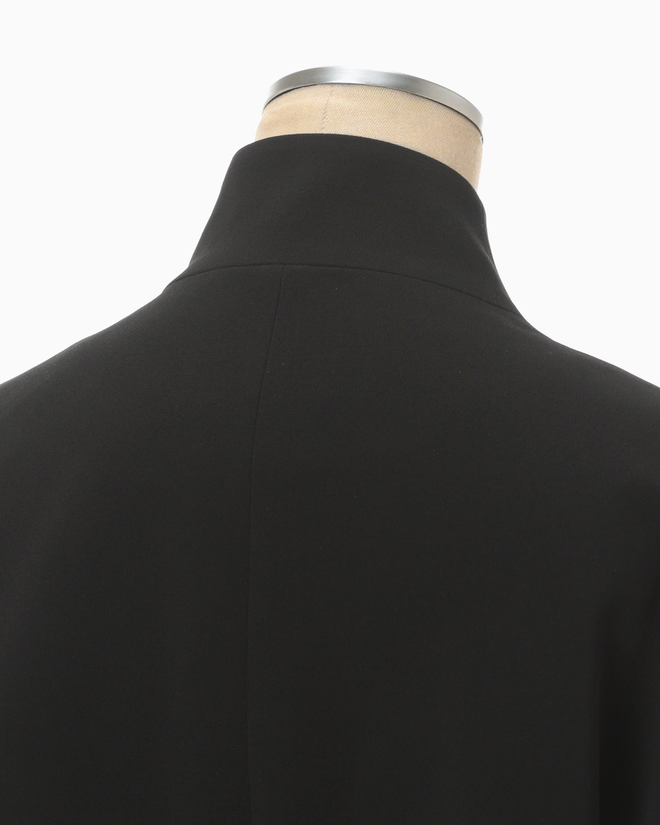 Acetate Polyester Collarless Short Jacket - black