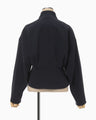 Acetate Polyester Collarless Short Jacket - navy