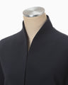Acetate Polyester Collarless Short Jacket - navy