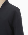 Acetate Polyester Collarless Short Jacket - navy