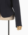 Acetate Polyester Collarless Short Jacket - navy