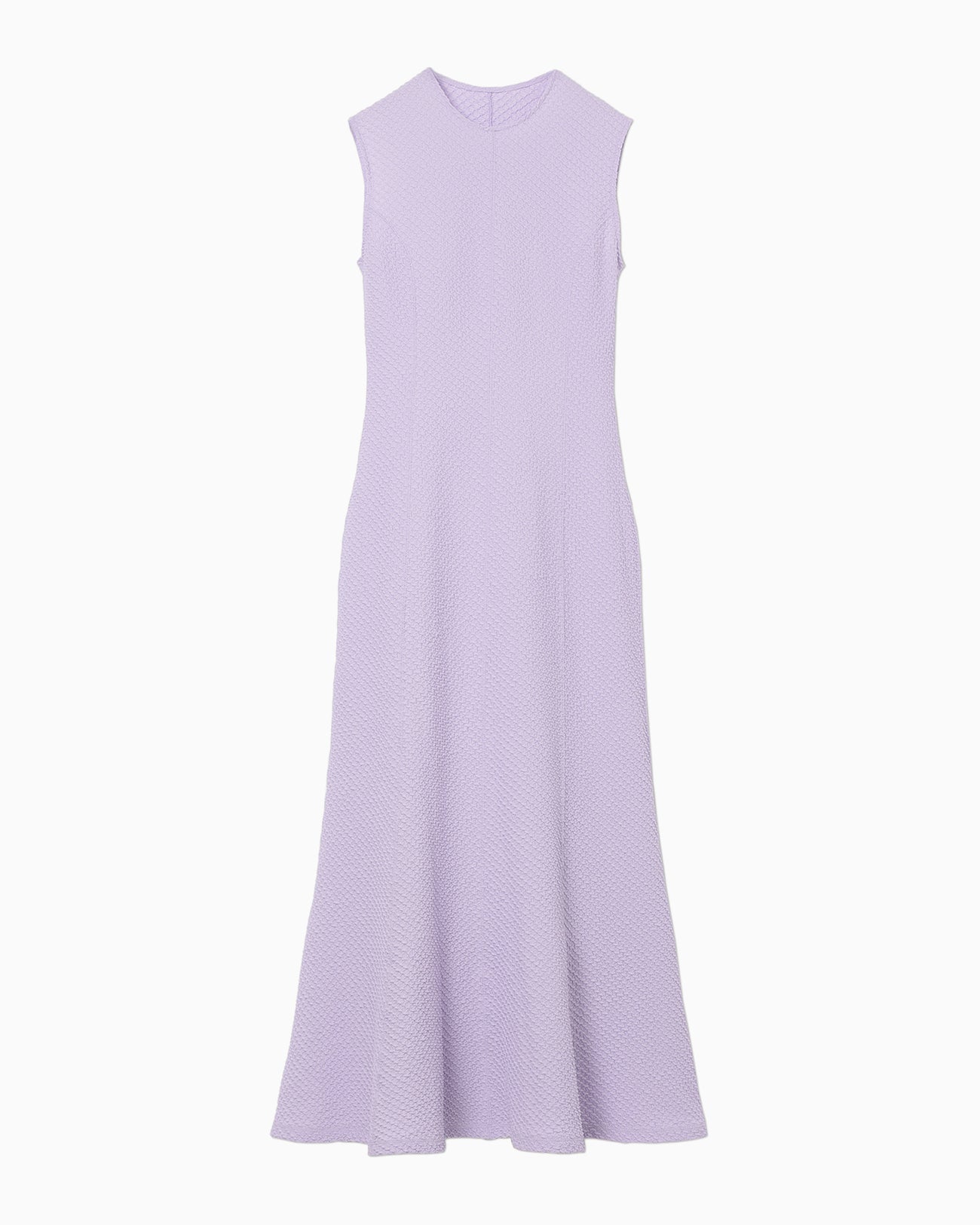 Shirring Jersey Jacquard Sleeveless Dress - lavender - Mame