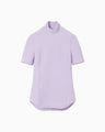 Shirring Jersey Jacquard High Neck Top - lavender