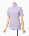 Shirring Jersey Jacquard High Neck Top - lavender