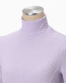 Shirring Jersey Jacquard High Neck Top - lavender