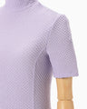 Shirring Jersey Jacquard High Neck Top - lavender