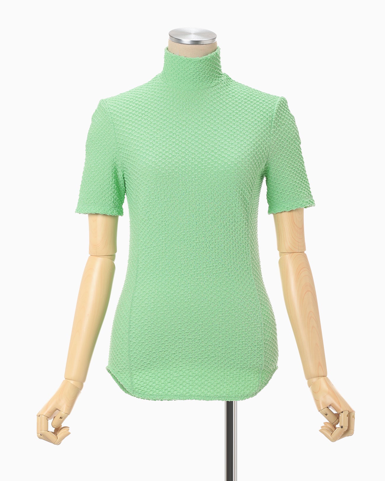 高評価レビュー Neck High Jacquard Jersey Shirring Top Mame - green light - トップス