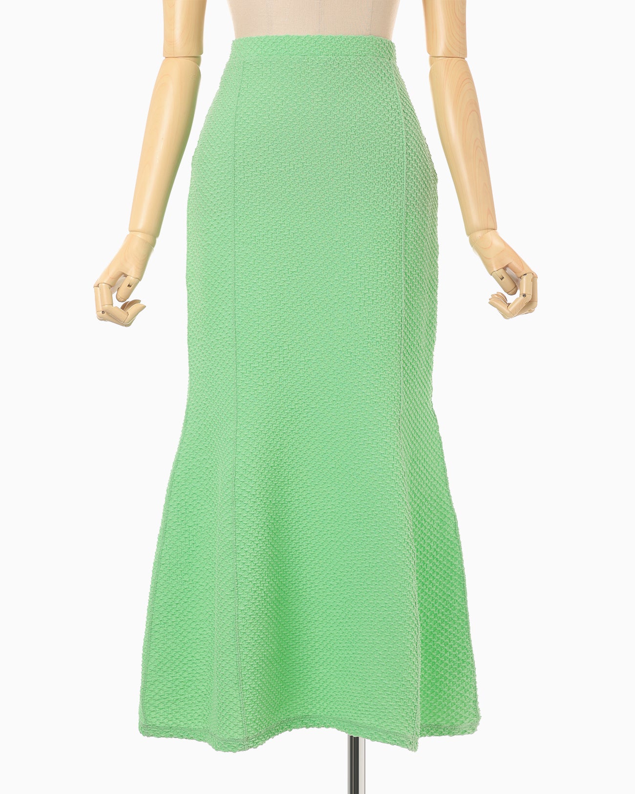 Shirring Jersey Jacquard Flare Skirt - light green