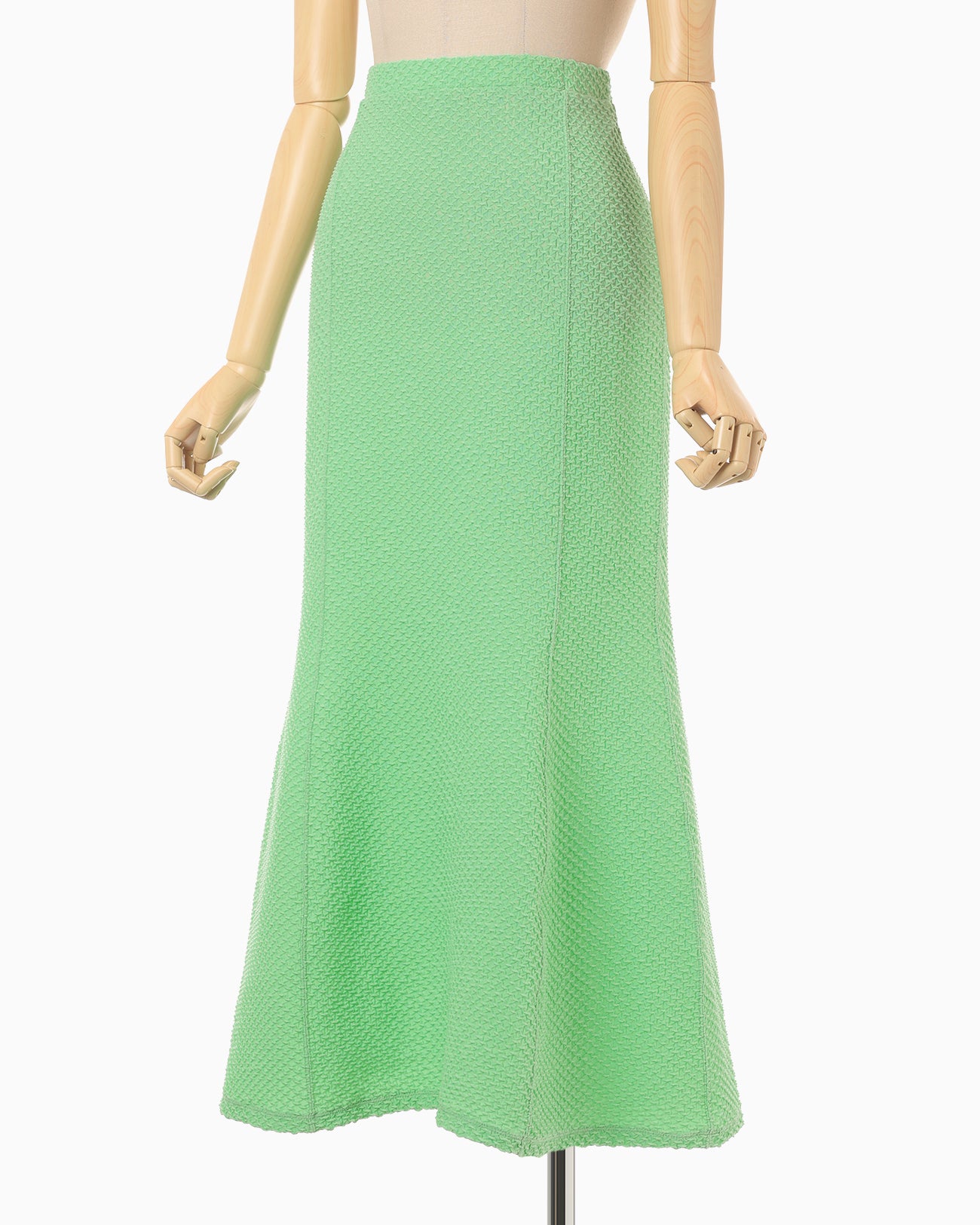 Shirring Jersey Jacquard Flare Skirt - light green
