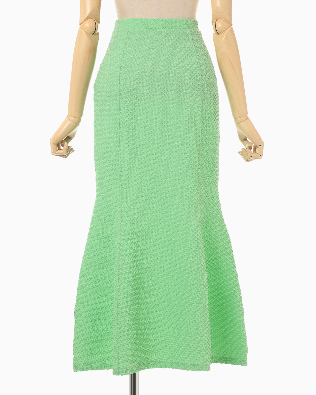 Shirring Jersey Jacquard Flare Skirt - light green