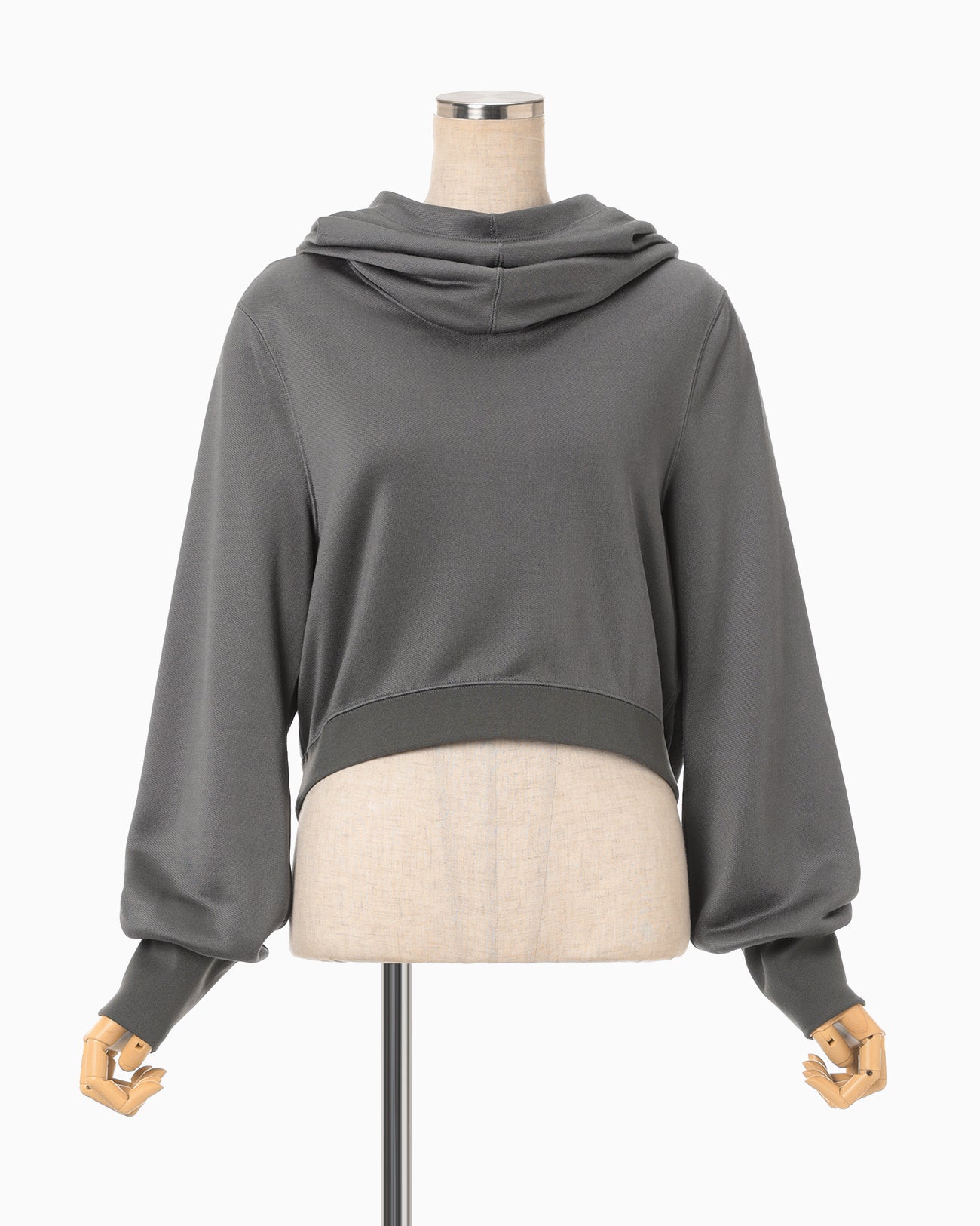 Cropped Relaxed Sweat Hoodie - grey