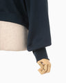 Cropped Relaxed Sweat Hoodie - navy