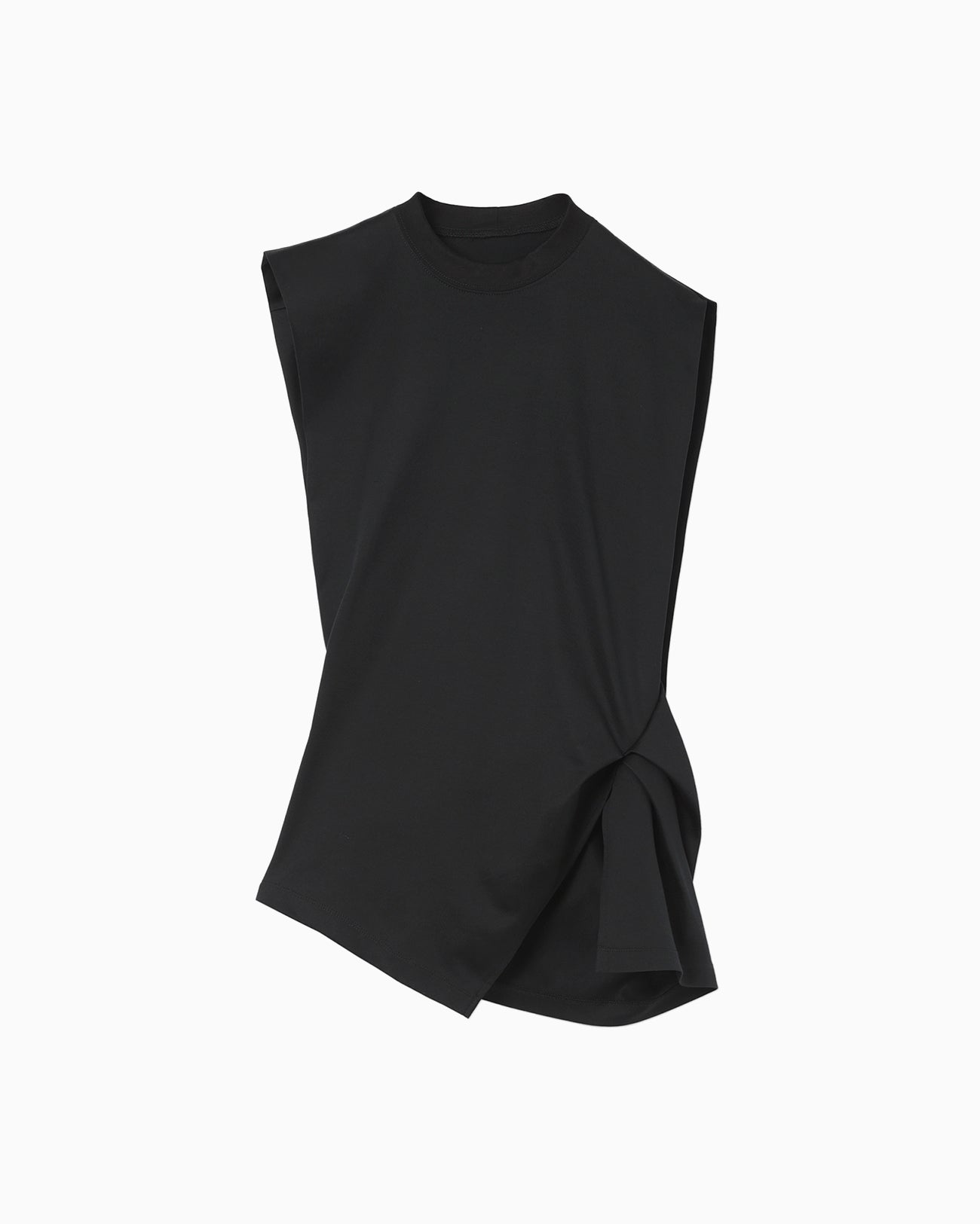 Cotton Jersey Asymmetric Sleeveless Top - black