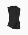 Cotton Jersey Asymmetric Sleeveless Top - black