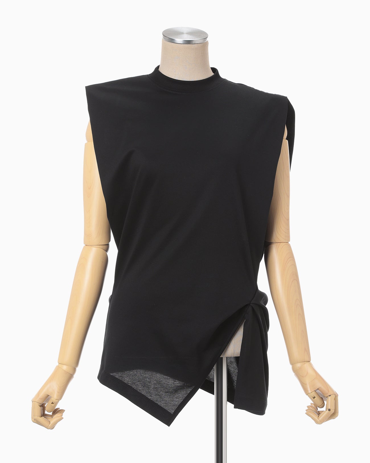 Cotton Jersey Asymmetric Sleeveless Top - black