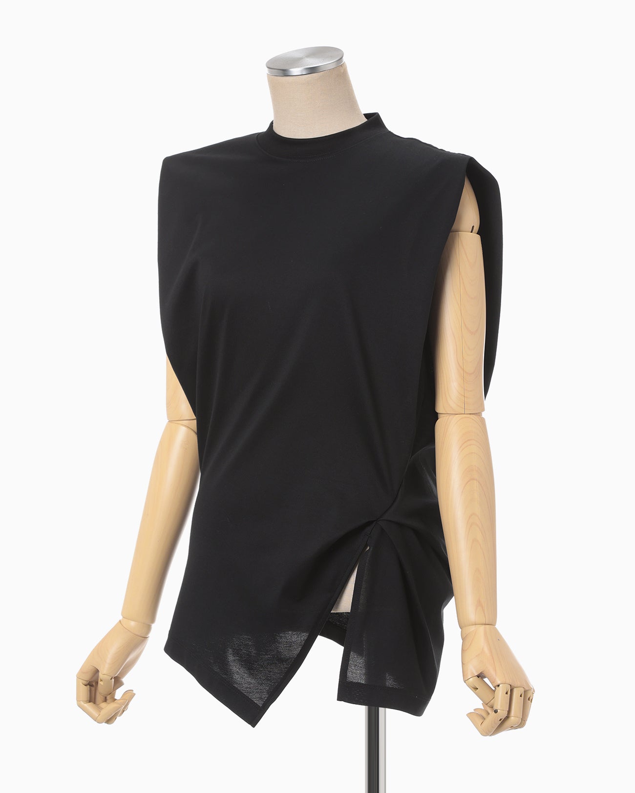 Mame Kurogouchi：Suvin Cotton Jersey Top - BLACK - ORANN