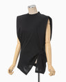 Cotton Jersey Asymmetric Sleeveless Top - black