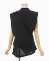 Cotton Jersey Asymmetric Sleeveless Top - black
