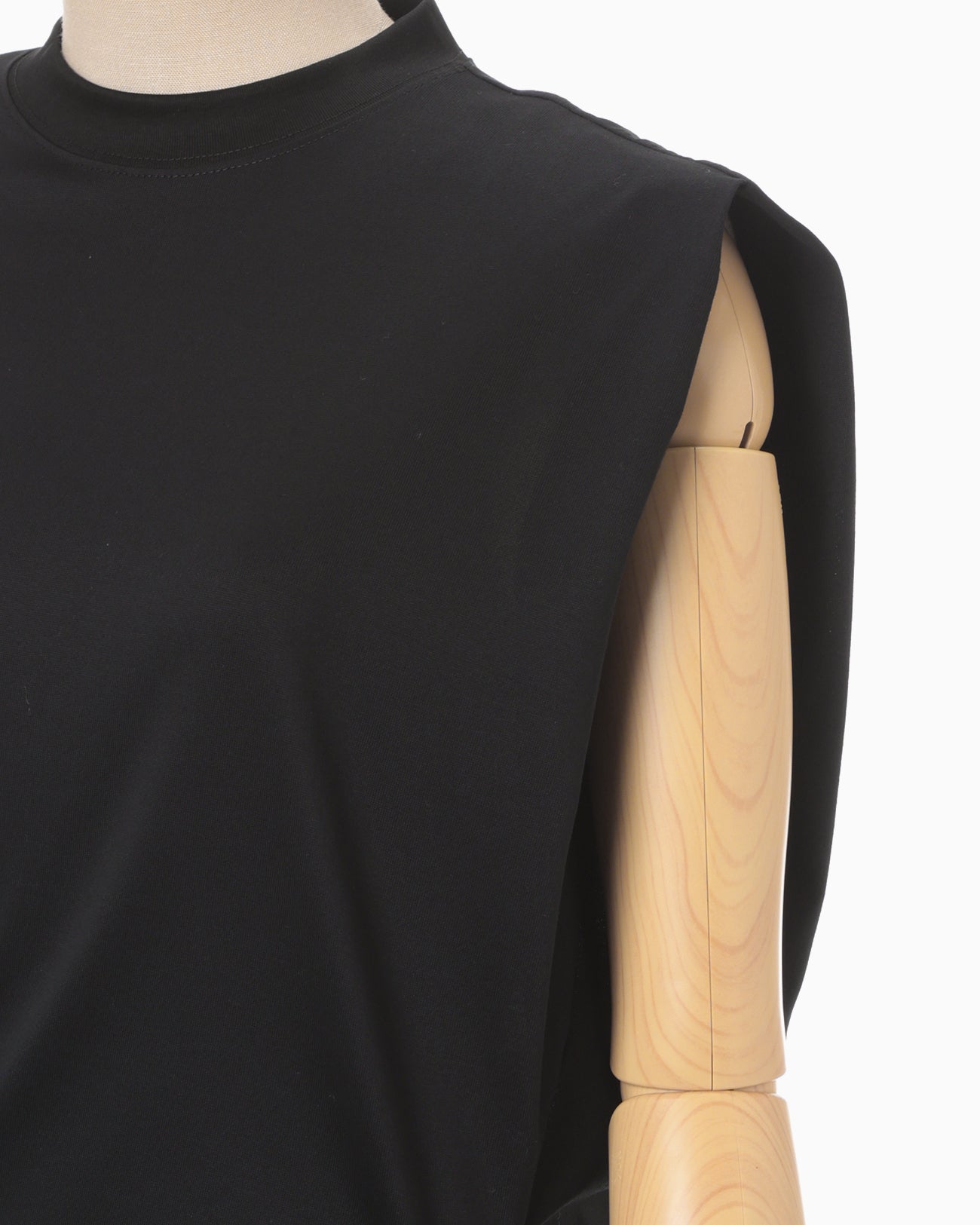 Cotton Jersey Asymmetric Sleeveless Top - black - Mame