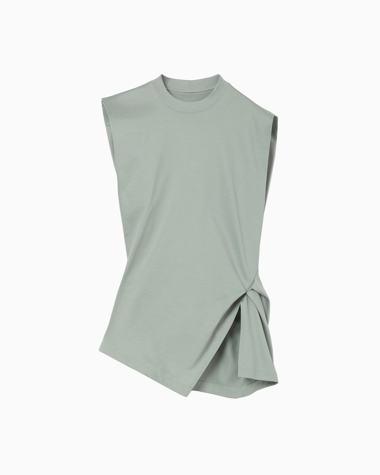 Cotton Jersey Asymmetric Sleeveless Top - grey