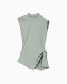 Cotton Jersey Asymmetric Sleeveless Top - grey