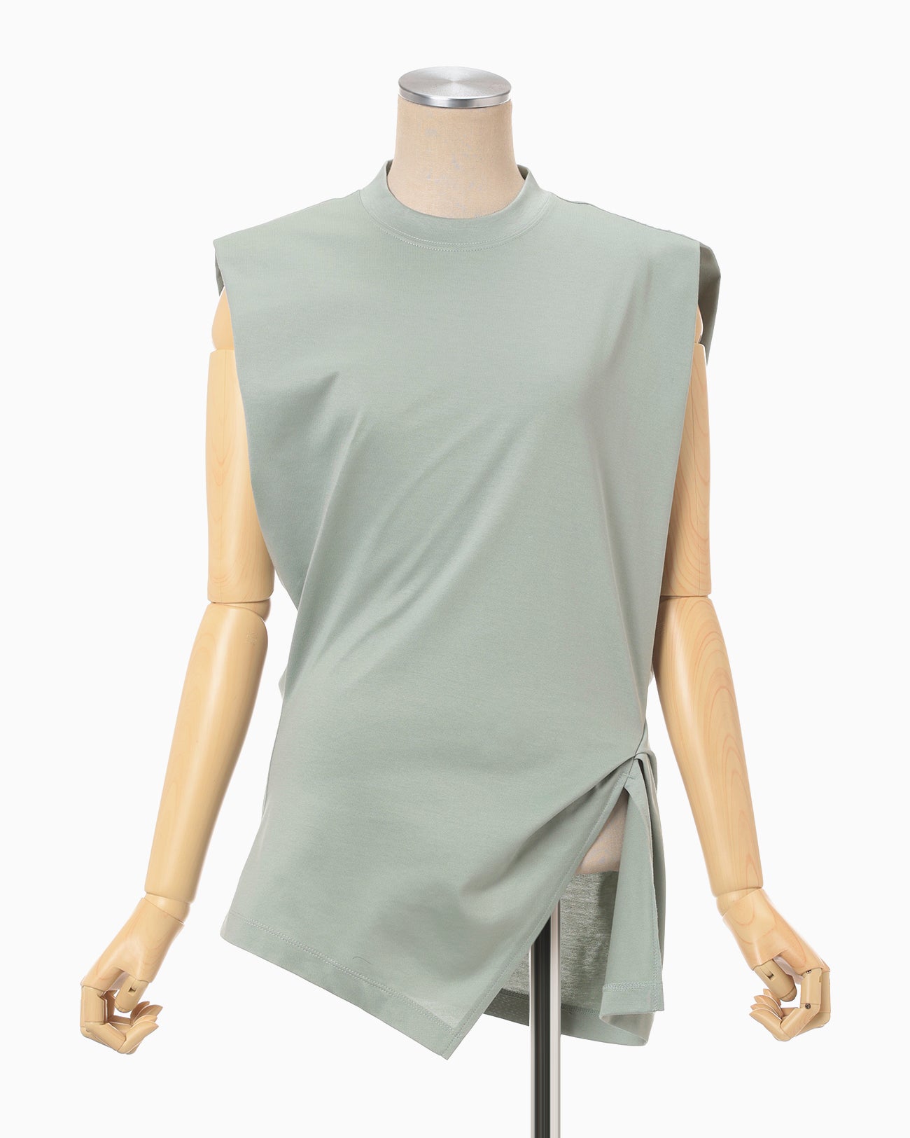 Cotton Jersey Asymmetric Sleeveless Top - grey