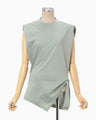 Cotton Jersey Asymmetric Sleeveless Top - grey
